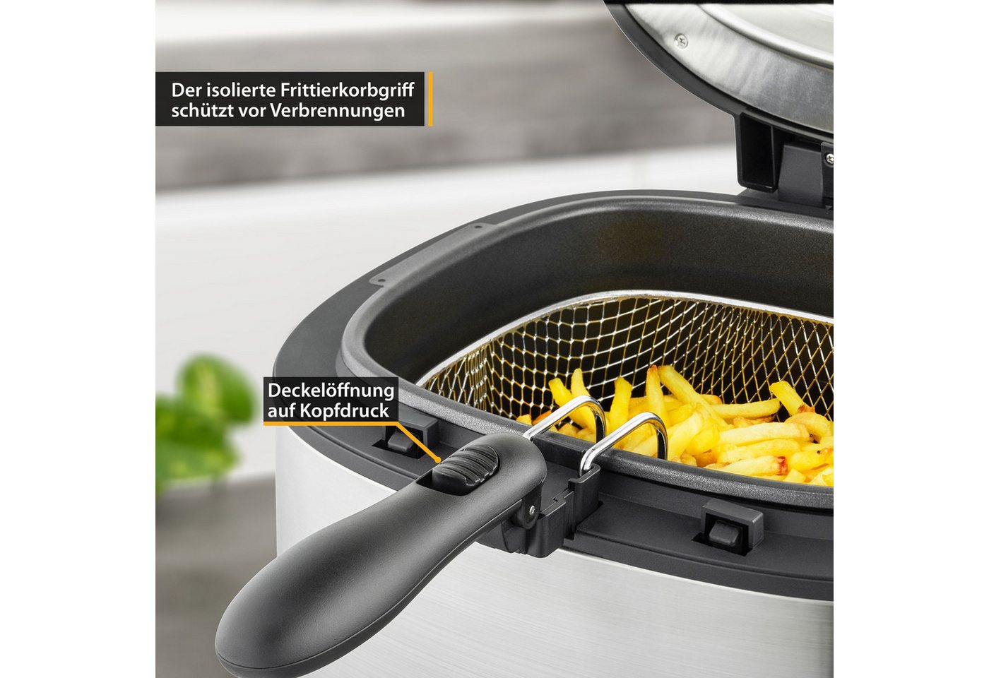 TZS FIRST AUSTRIA Fritteuse mit Öl, 2,8L Kapazität, einstellbare Temperatur 130°C - 190°C, 1800 W, Antihaftbeschichtung, isolierter Frittierkorbgriff, 1800W – Bild 5 von 5