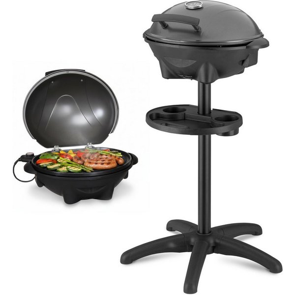 TZS FIRST AUSTRIA Standgrill 2in1 Standgrill 2400W, Kugelgrill mit Thermometer & Tropfschale, 2400 W, Elektrischer Grill mit Standfuß, Deckel & Ablage