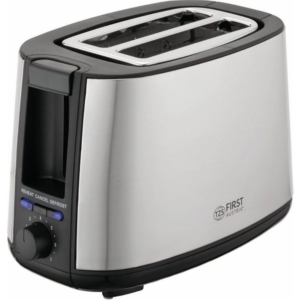 TZS FIRST AUSTRIA Toaster 2 Scheiben, Selbstzentrierfunktion, 7 Bräunungsstufen, 650-750W, für, 750 W, Auftau- und Aufwärmfunktion, Brötchenwärmer, Schwarz/Edel