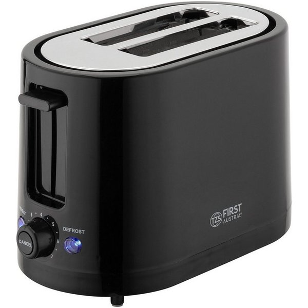 TZS FIRST AUSTRIA Toaster 750W, 2 Scheiben, 7 Stufen, schwarz, für 2 Scheiben, 0 W, Warmhalte- und Auftaufunktion, inkl. Krümelschale