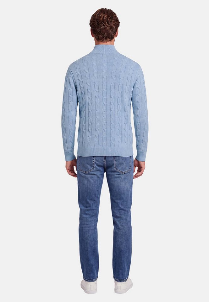 U.S. Polo Assn. Rundhalspullover Herren Halfzip Pullover mit Zopfmuster und Stehkragen 100% Baumwolle, weich, klassischer Zopfstrick-Look mit Half-Zip – Bild 4 von 5