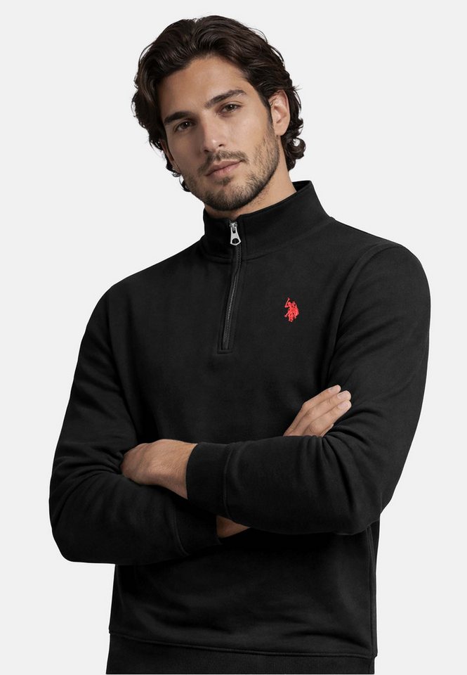 U.S. Polo Assn. Stehkragenpullover USJaaspa – Herren Sweatshirt mit Half-Zip Baumwoll-Viskose-Mix, weich, atmungsaktiv und mit Logo-Stickerei – Bild 2 von 5