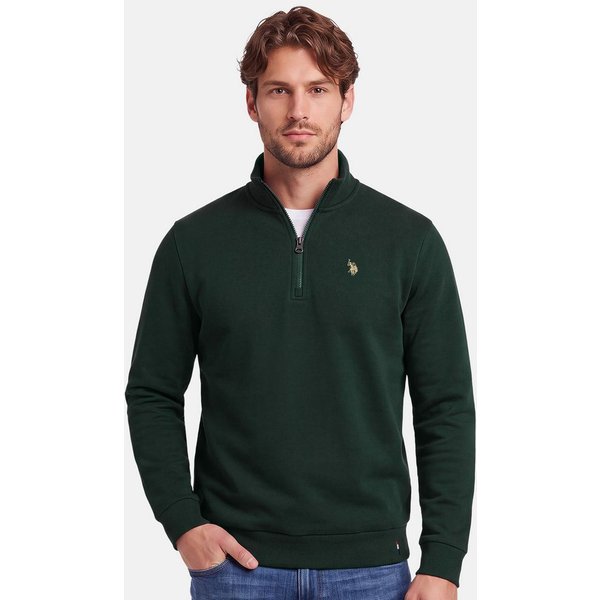 U.S. Polo Assn. Stehkragenpullover USNiico – Herren Half-Zip Pullover mit Logo-Stickerei Weiche Baumwollmischung, sportlich-elegantes Design und hoher Komfort