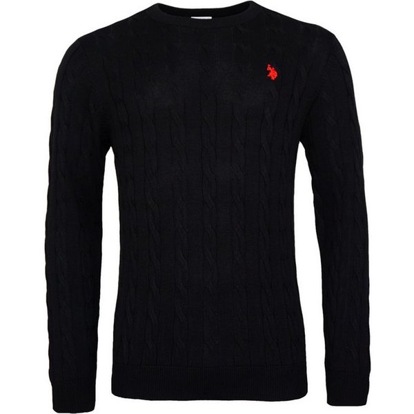 U.S. Polo Assn. Strickpullover Pullover Rundhals Feinstrick Zopfmuster (1-tlg)
