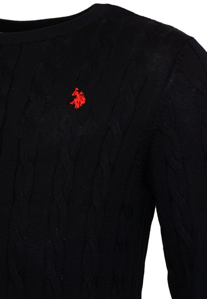 U.S. Polo Assn. Strickpullover Pullover Rundhals Feinstrick Zopfmuster (1-tlg) – Bild 4 von 5
