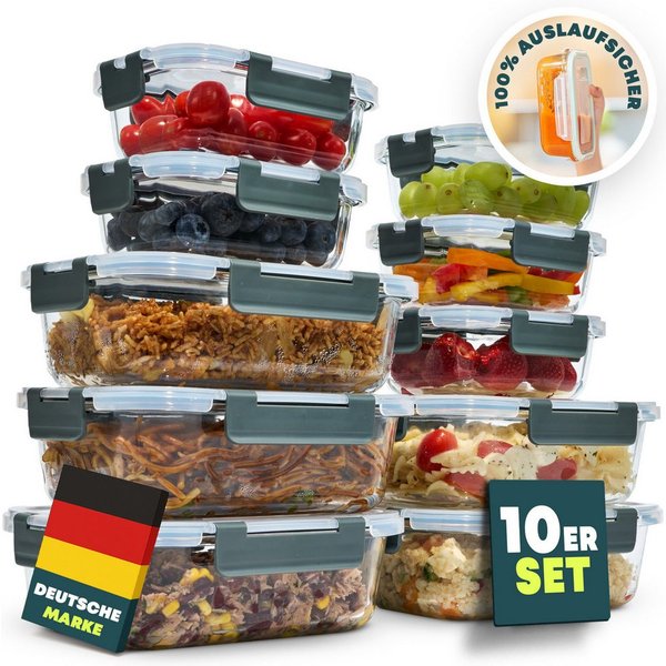 uandu home Frischhaltedose Glasbehälter mit Deckel, Frischhaltedosen Glas mit Deckel, (glasdosen mit deckel set, glas tupper mit deckel, glass food container, f