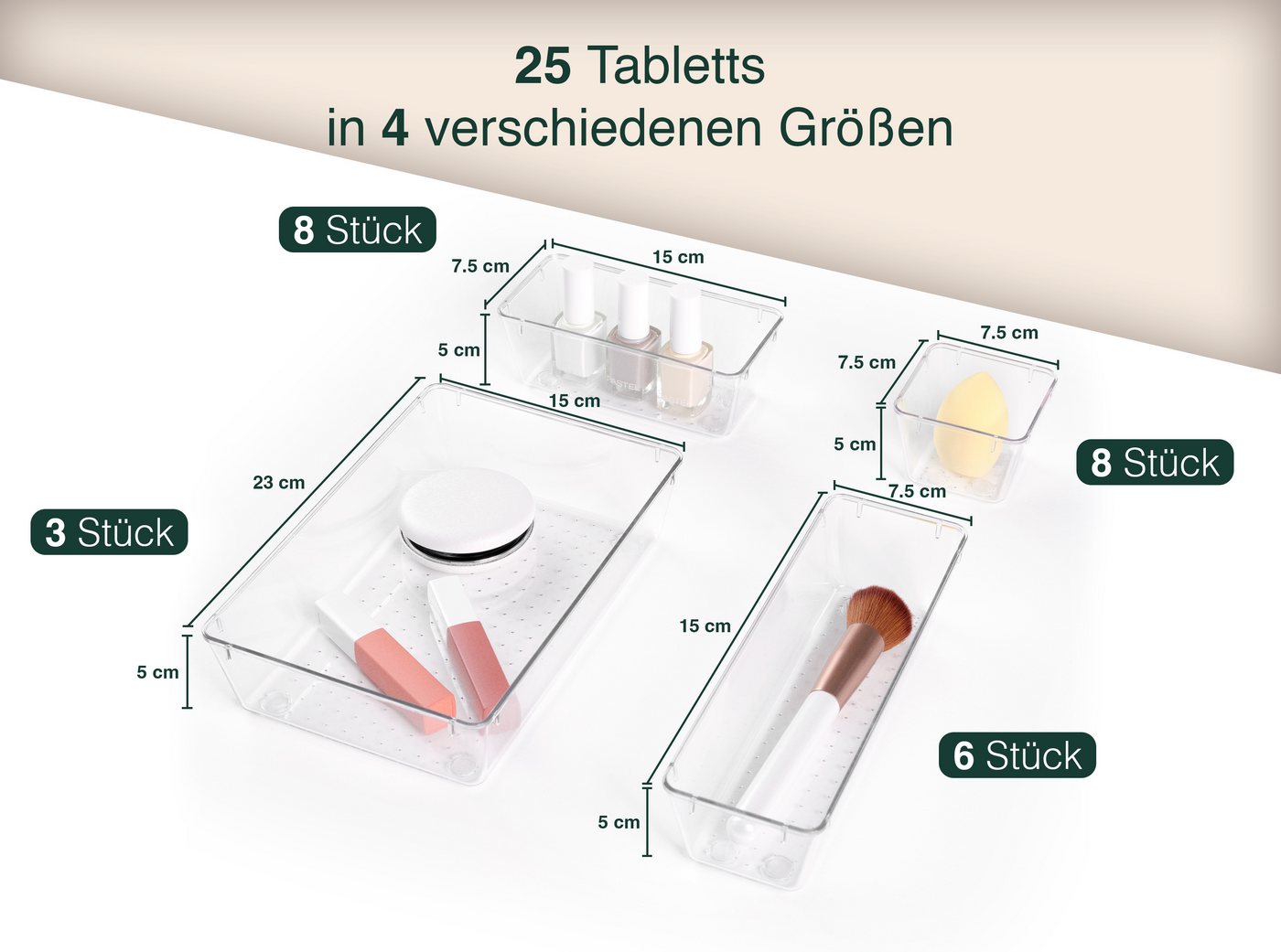 uandu home Organizer Schubladen Organizer, Schreibtisch Organizer, Organizer Schubade (Küchen Organizer, Schminktisch Organizer, Make up Organizer, 25 St., Schu – Bild 2 von 5
