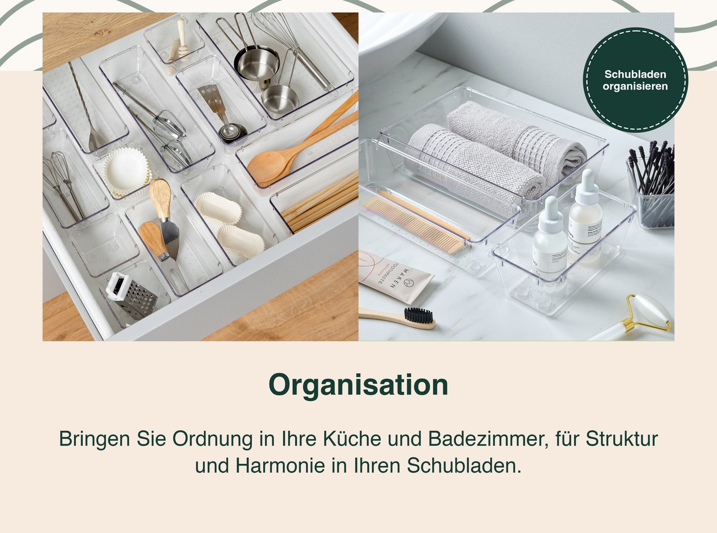 uandu home Organizer Schubladen Organizer, Schreibtisch Organizer, Organizer Schubade (Küchen Organizer, Schminktisch Organizer, Make up Organizer, 25 St., Schu – Bild 3 von 5