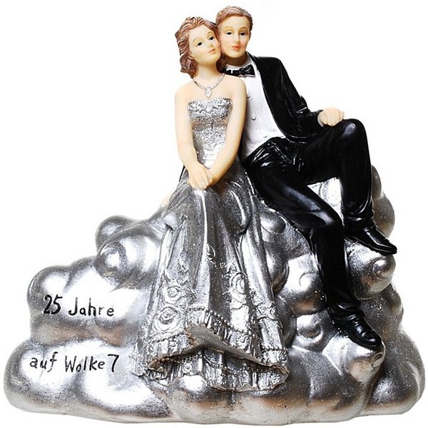 Udo Schmidt Bremen...das Original Spardose SILBER-HOCHZEITSPAAR AUF WOLKE 7, ideal für Geldgeschenke zur Silberhochzeit