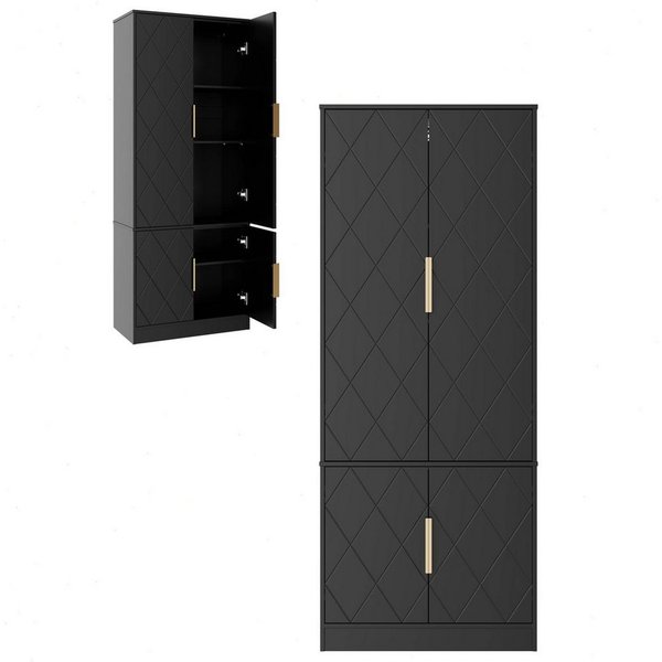 UEV Hochschrank mit 4 Türen, Kücheschrank, Mehrzweckschrank 60x30x150cm (Schuhschrank verschiedenen, Wohnzimmerschrank Stauraumschrank Flurschrank) Vorratsschra