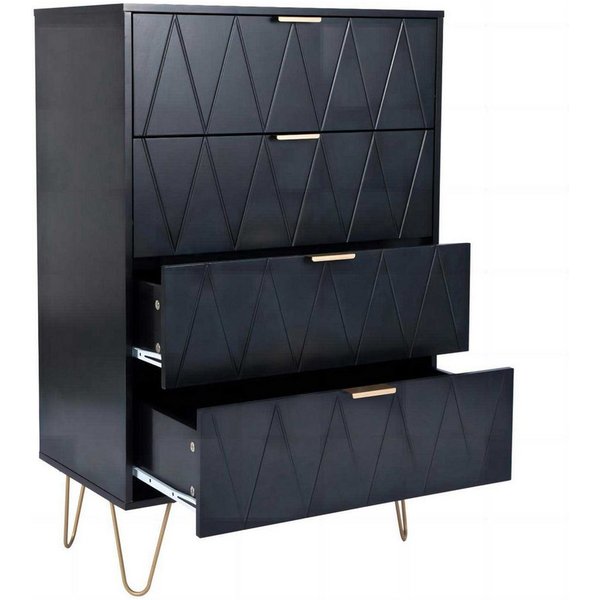 UEV Kommode mit 4 Schubladen, Sideboard für Schlafzimmer,Wohnzimmer (Mehrzweckschrank aus Holz, 60 x 34 x 91 cm), Aufbewahrungskommode, Schrank für Wohnzimmer,S