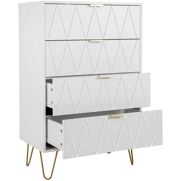 UEV Kommode mit 4 Schubladen, Sideboard für Schlafzimmer,Wohnzimmer (Mehrzweckschrank aus Holz, 60 x 34 x 91 cm), Aufbewahrungskommode, Schrank für Wohnzimmer,S