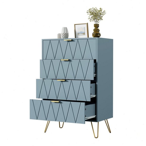 UEV Kommode mit 4 Schubladen, Sideboard für Schlafzimmer,Wohnzimmer (Mehrzweckschrank aus Holz, 60 x 34 x 91 cm), Aufbewahrungskommode, Schrank für Wohnzimmer,S