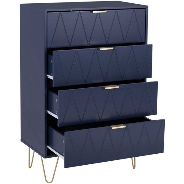UEV Kommode mit 4 Schubladen, Sideboard für Schlafzimmer,Wohnzimmer (Mehrzweckschrank aus Holz, 60 x 34 x 91 cm), Aufbewahrungskommode, Schrank für Wohnzimmer,S