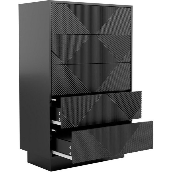 UEV Kommode mit 5 Schubladen, Sideboard, Schubladenschrank Schmal, 60x33,5x94cm (Sideboard für Wohnzimmer Schlafzimmer Büro Flur, Aufbewahrungsschrank mit Kispp