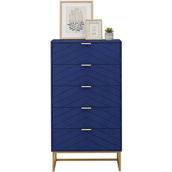 UEV Kommode mit 5 Schublanden, Sideboard, Schubladenschrank, Schmal kommode modern (60x34x110cm, Schrank für Wohnzimmer Schlafzimmer Flur Büro), mit Kippschutz 
