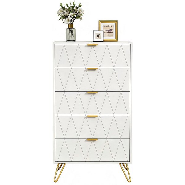 UEV Kommode mit Schubladen, Komodenschrank Schmal Beistellschrank (Mehrzweckschrank für Wohnzimmer Schlafzimmer Büro Flur, Sideboard mit Schubladen), 60x34x110c
