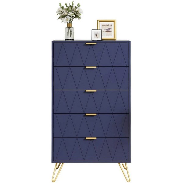 UEV Kommode mit Schubladen, Komodenschrank Schmal Beistellschrank (Mehrzweckschrank für Wohnzimmer Schlafzimmer Büro Flur, Sideboard mit Schubladen), 60x34x110c