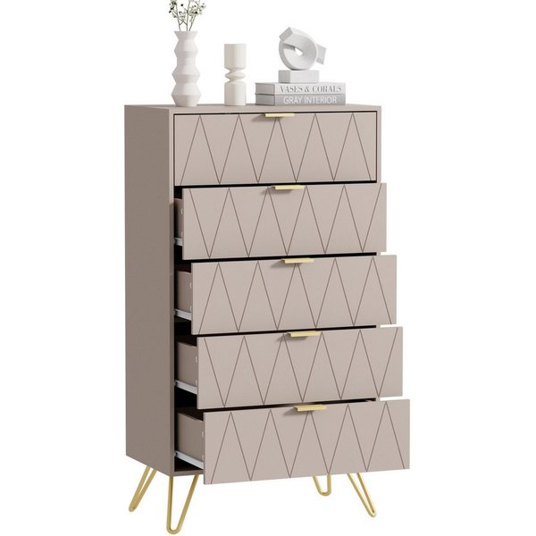 UEV Kommode mit Schubladen, Komodenschrank Schmal Beistellschrank (Mehrzweckschrank für Wohnzimmer Schlafzimmer Büro Flur, Sideboard mit Schubladen), 60x34x110c