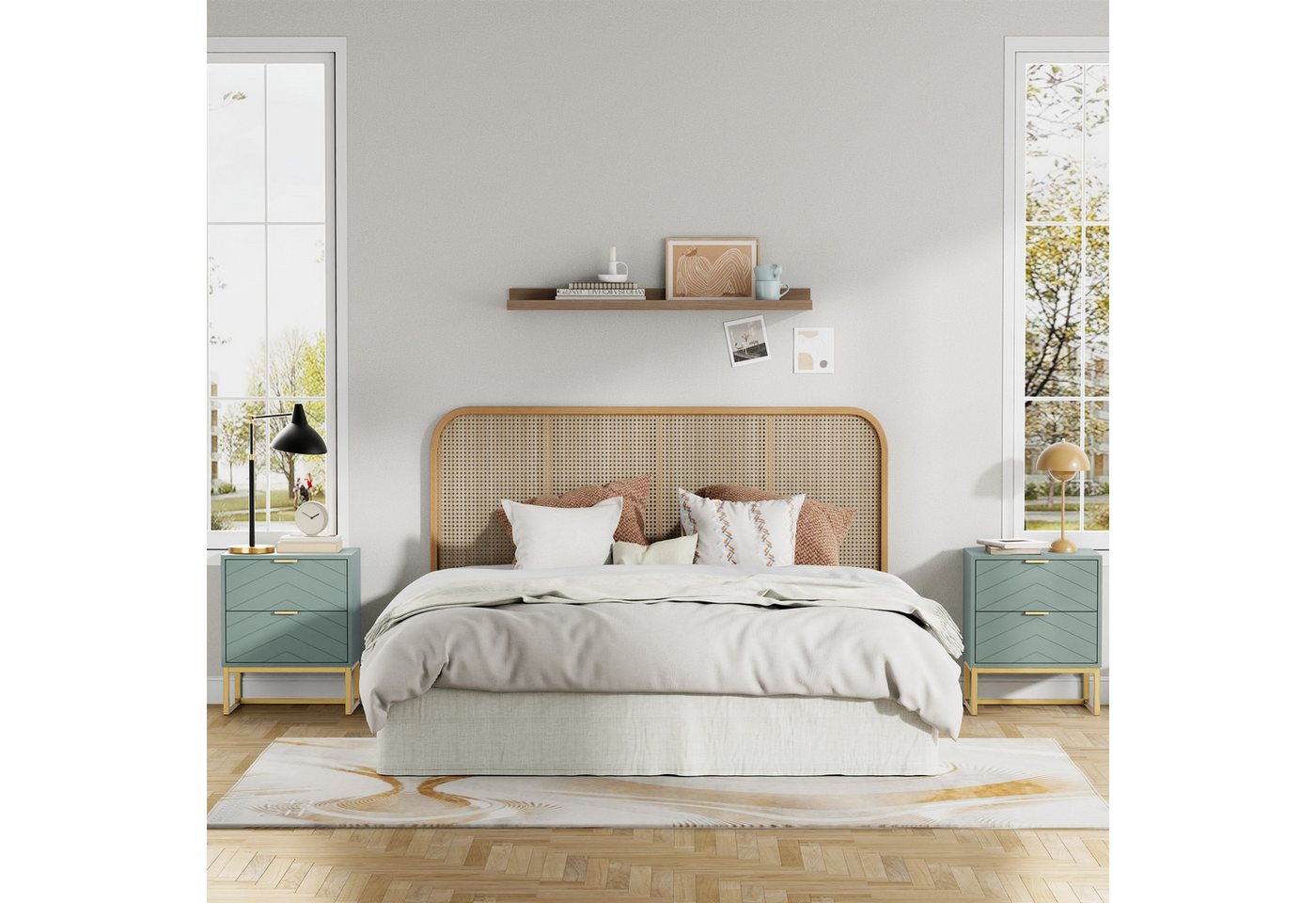 UEV Nachttisch 2er Set, Nachtkommode mit Schubladen (Nachtschrank mit 2 Schubladen für Kinderzimmer/Schlafzimmer/Wohnzimmer), kleine Beistelltisch Sofatisch mit – Bild 3 von 5