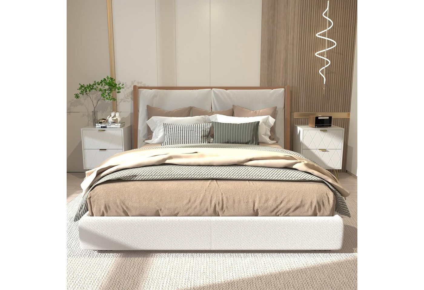 UEV Nachttisch 2er Set, Beistelltisch mit Beine, Nachtkommode mit Schubladen (Nachtschrank, Sofatisch für Wohnzimmer Schlafzimmer), Modern, 40 x 30 x 52 cm – Bild 2 von 5