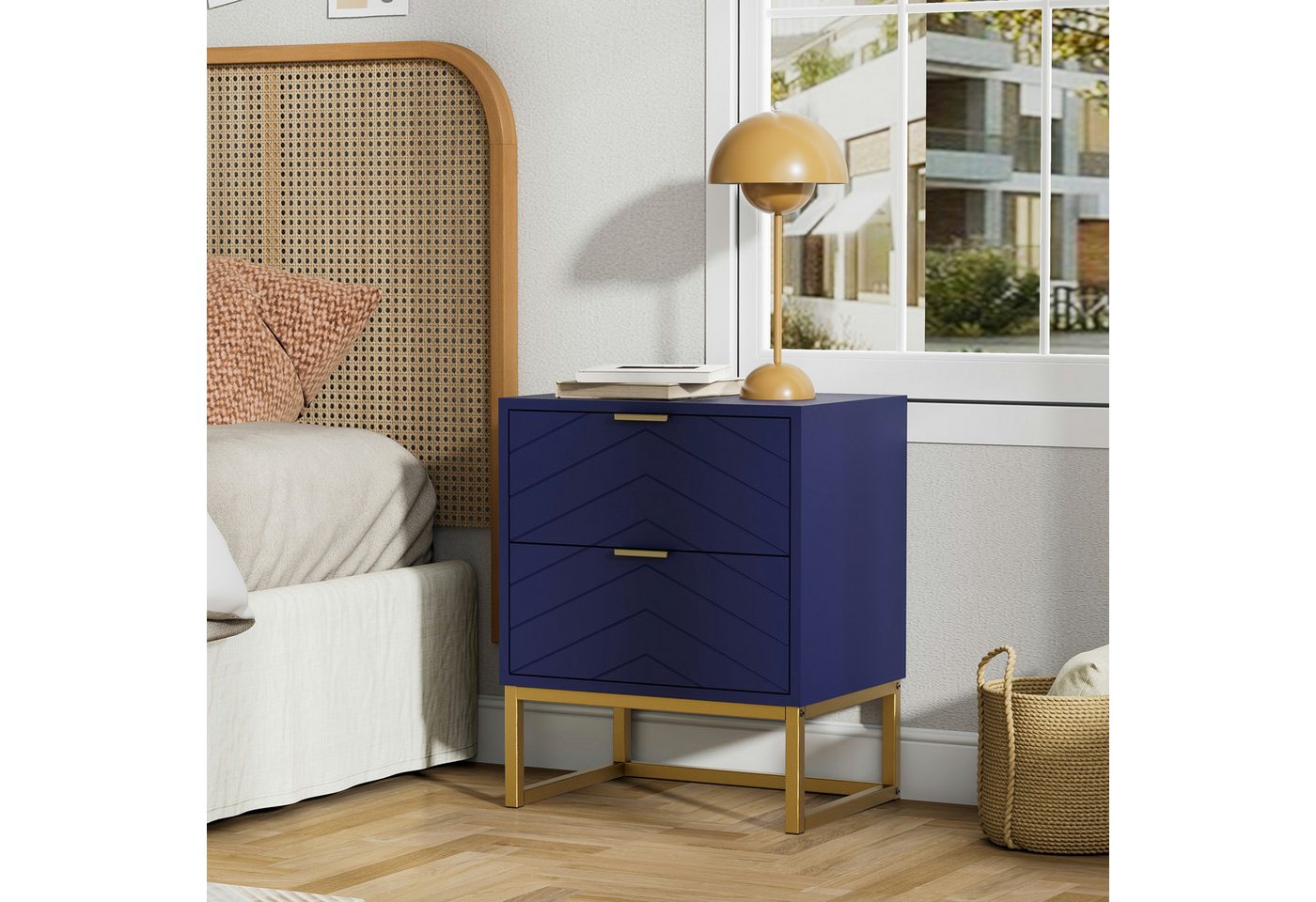 UEV Nachttisch 2er Set, Nachtkommode mit Schubladen (Nachtschrank mit 2 Schubladen für Kinderzimmer/Schlafzimmer/Wohnzimmer), kleine Beistelltisch Sofatisch mit – Bild 3 von 5