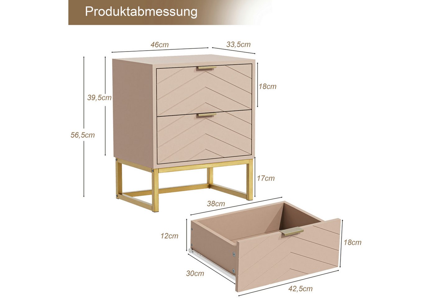 UEV Nachttisch 2er Set, Nachtkommode mit Schubladen (Nachtschrank mit 2 Schubladen für Kinderzimmer/Schlafzimmer/Wohnzimmer), kleine Beistelltisch Sofatisch mit – Bild 3 von 5