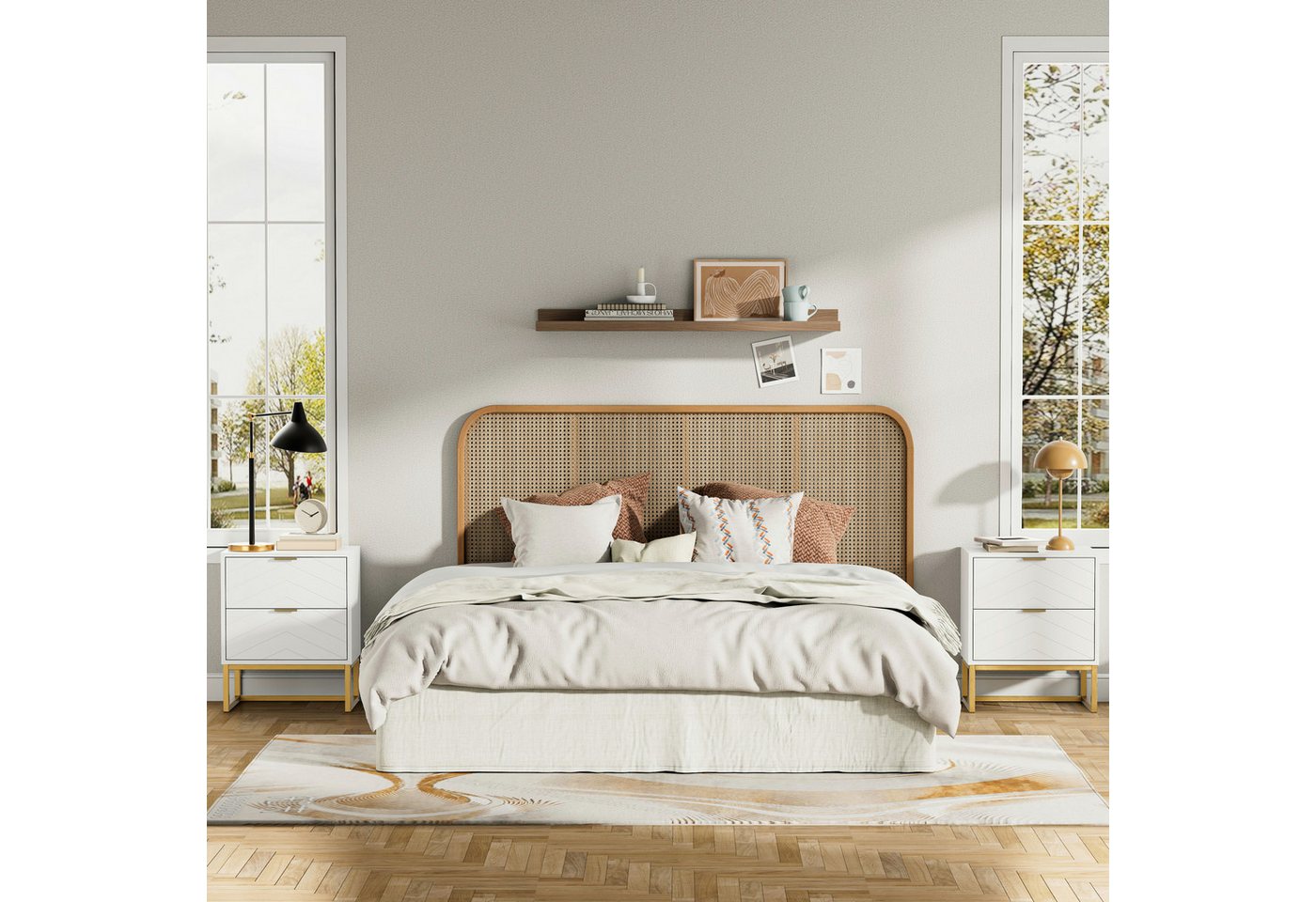 UEV Nachttisch 2er Set, Nachtkommode mit Schubladen (Nachtschrank mit 2 Schubladen für Kinderzimmer/Schlafzimmer/Wohnzimmer), kleine Beistelltisch Sofatisch mit – Bild 2 von 5