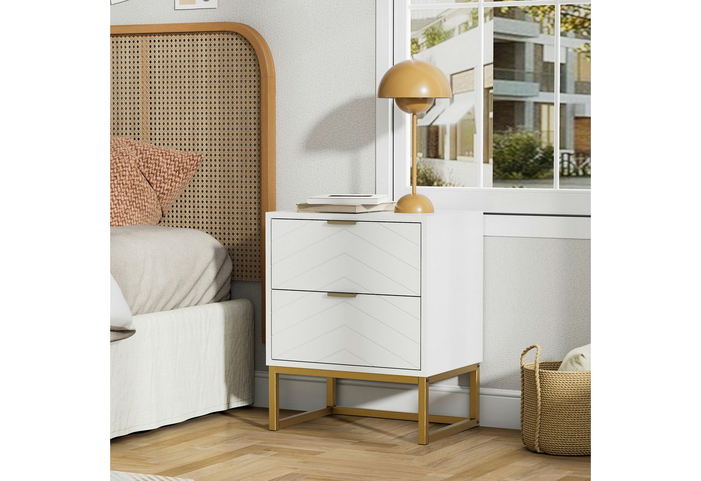 UEV Nachttisch 2er Set, Nachtkommode mit Schubladen (Nachtschrank mit 2 Schubladen für Kinderzimmer/Schlafzimmer/Wohnzimmer), kleine Beistelltisch Sofatisch mit – Bild 3 von 5