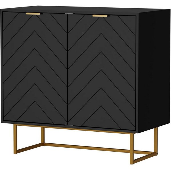 UEV Sideboard Kommode mit 2 Türen & Verstellbaren Ablagen & Metallfüße 80x40x77,5cm (mit Kippschutz), Küchenschrank Mehrzweckschrank für Flur Wohnzimmer Schlafz