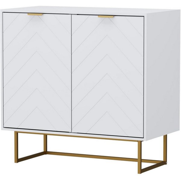 UEV Sideboard Kommode mit 2 Türen & Verstellbaren Ablagen & Metallfüße 80x40x77,5cm (mit Kippschutz), Küchenschrank Mehrzweckschrank für Flur Wohnzimmer Schlafz