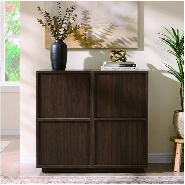UEV Sideboard mit 2 Türen, moderne grifflose Kommode 80x38,5x75cm Küchenschrank (Aufbewahrungsschrank, Kaffeebar Möbel), Mehrzweckschrank mit verstellbaren Tren