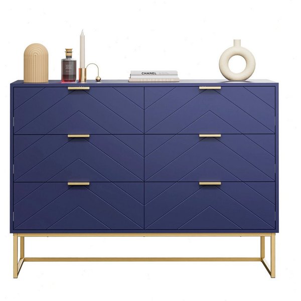 UEV Sideboard mit 6 Schubladen, Kommode Mehrzweckschrank mit Kisppschutz (100x34x73,5cm Schubladenschrank für schlafzimmer Wohnzimmer Flur), Küchenschrank Komod