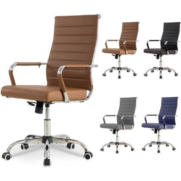 UEV Stuhl Schreibtischstuhl ergonomisch, Drehstuhl mit Rollen (Bis 150kg, Konferenzstühle, Büro-Gästestuhl), Höhenverstellbar,Wippfunktion,Metallrahmen,Gepolste