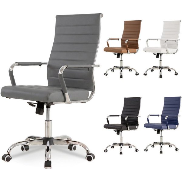 UEV Stuhl Schreibtischstuhl ergonomisch, Drehstuhl mit Rollen (Bis 150kg, Konferenzstühle, Büro-Gästestuhl), Höhenverstellbar,Wippfunktion,Metallrahmen,Gepolste