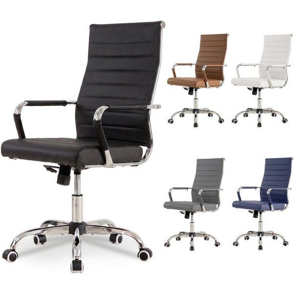 UEV Stuhl Schreibtischstuhl ergonomisch, Drehstuhl mit Rollen (Bis 150kg, Konferenzstühle, Büro-Gästestuhl), Höhenverstellbar,Wippfunktion,Metallrahmen,Gepolste