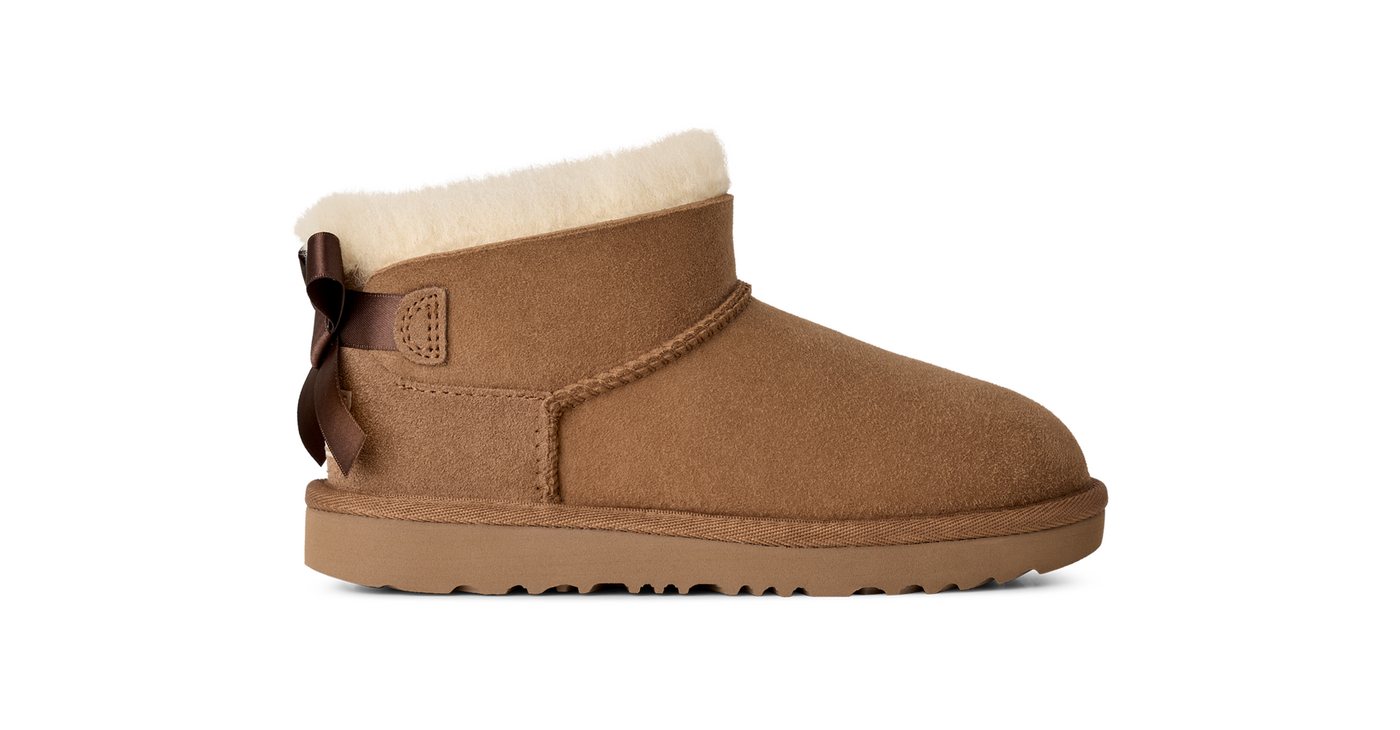 UGG K ULTRA MINI BAILEY BOW Schlupfboots Winterboots mit kurzem Schaft und Ziernähten – Bild 5 von 5