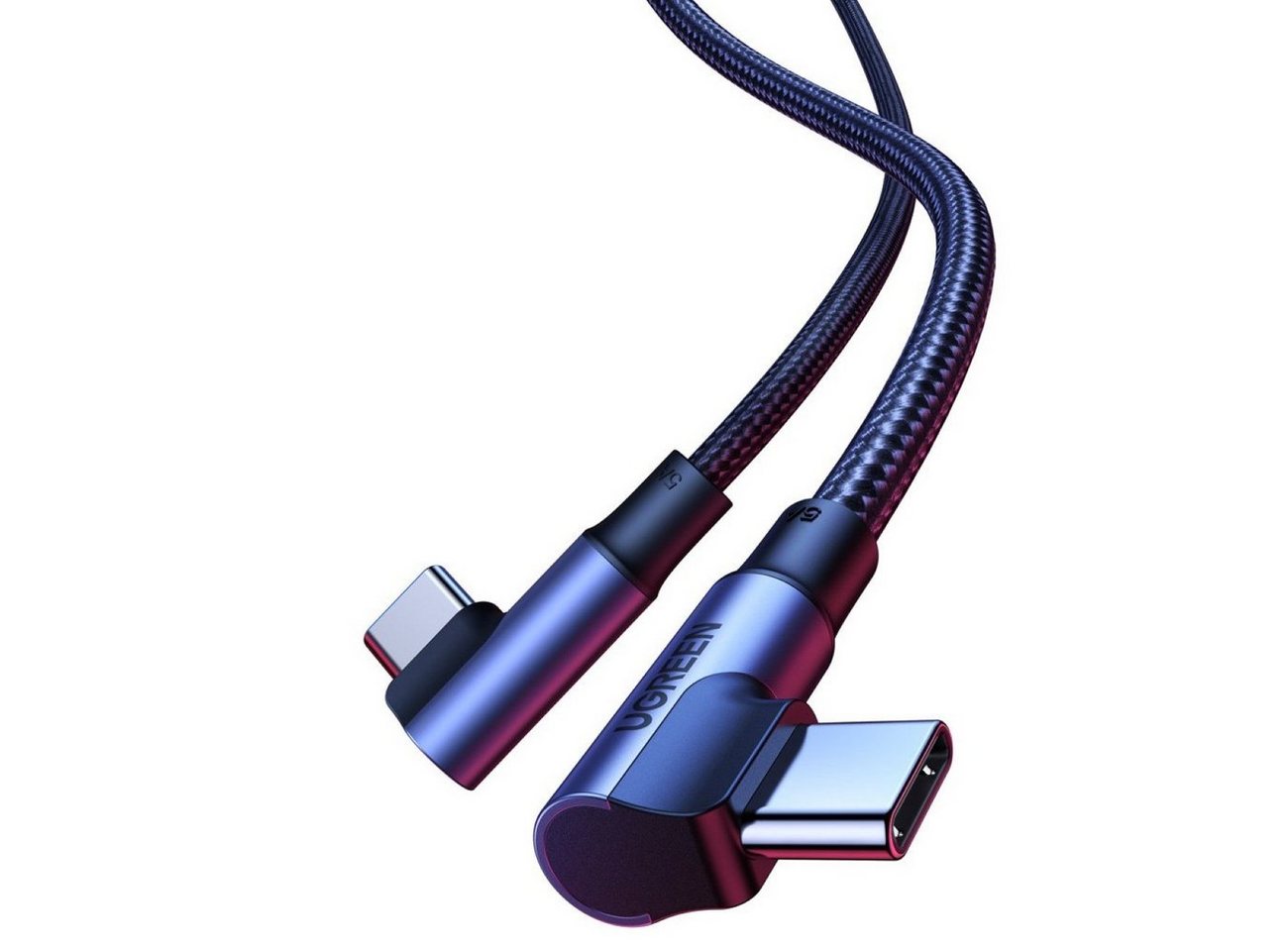 UGREEN Abgewinkeltes USB- C Kabel Quick Charge Power Delivery 100 W schwarz Smartphone-Kabel, (200 cm) – Bild 2 von 2