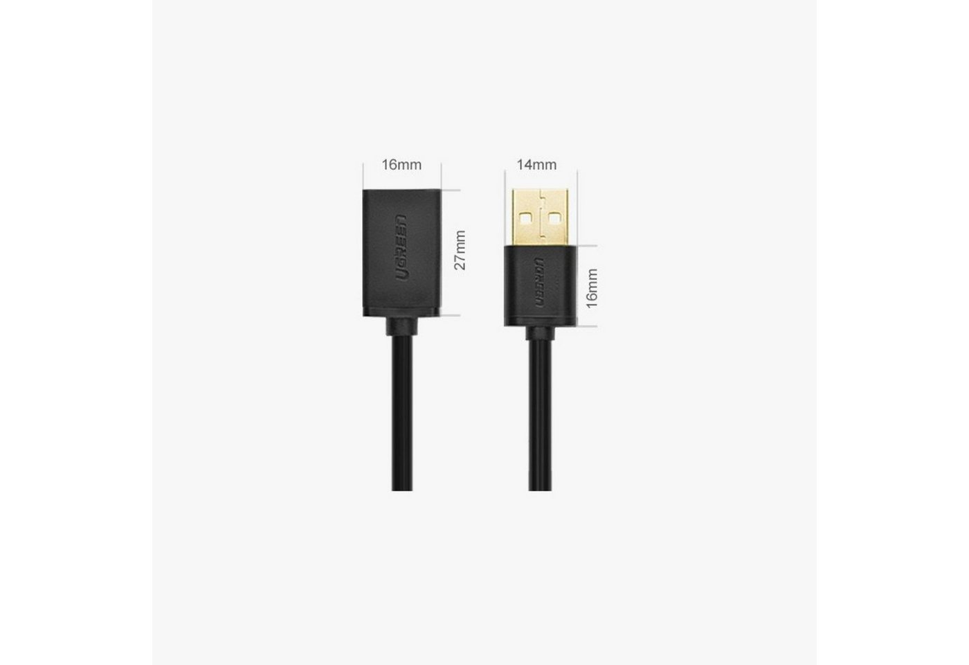 UGREEN Kabeladapter USB (weiblich) - USB (männlich) 2m schwarz (10316) Adapter – Bild 2 von 4