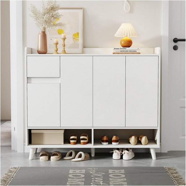 Ulife Sideboard Kommode Schuhschrank mit großem Stauraum, 4 Türen und 1 Schubladen, Maße: 120*99*35 cm