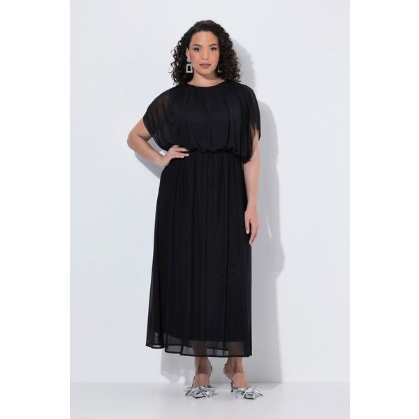 Ulla Popken Abendkleid Maxikleid Ballon-Oberteil Rundhals ärmellos