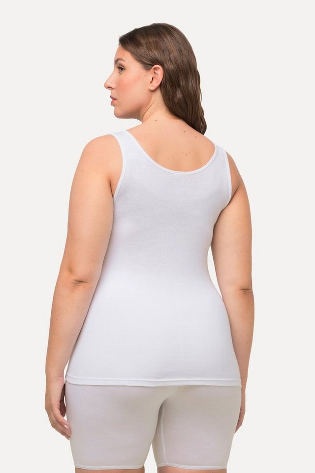 Ulla Popken Achselhemd Basic Top aus Baumwolle Unterhemd mit V-Ausschnitt Bestseller – Bild 3 von 4