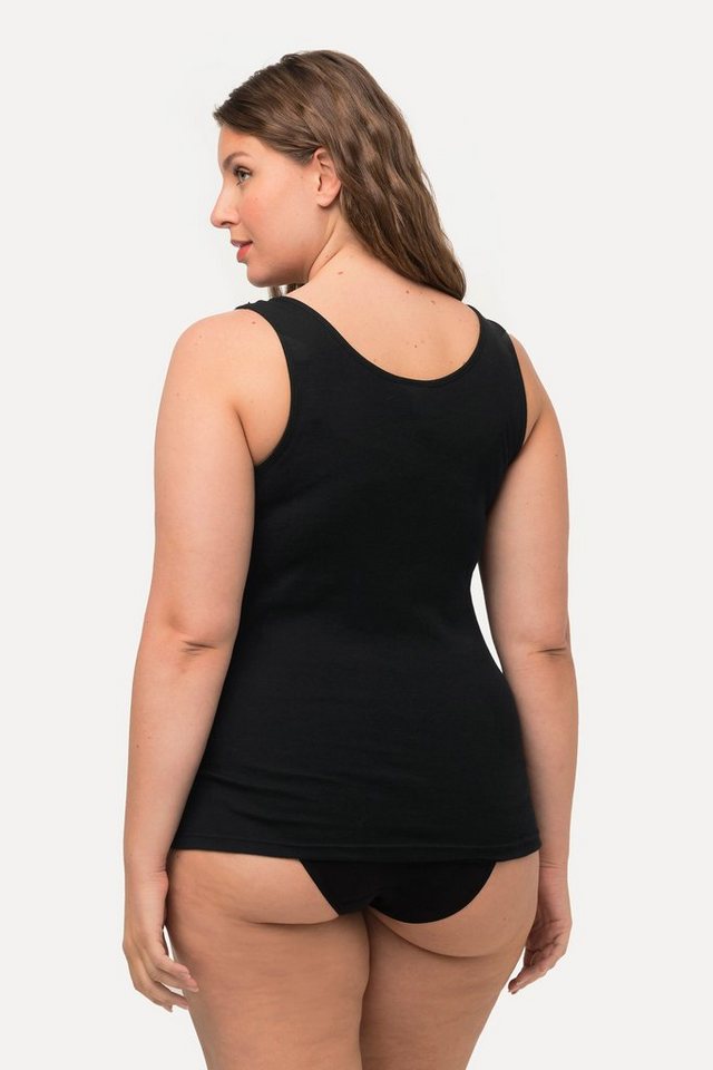 Ulla Popken Achselhemd Basic Top aus Baumwolle Unterhemd mit V-Ausschnitt Bestseller – Bild 3 von 5