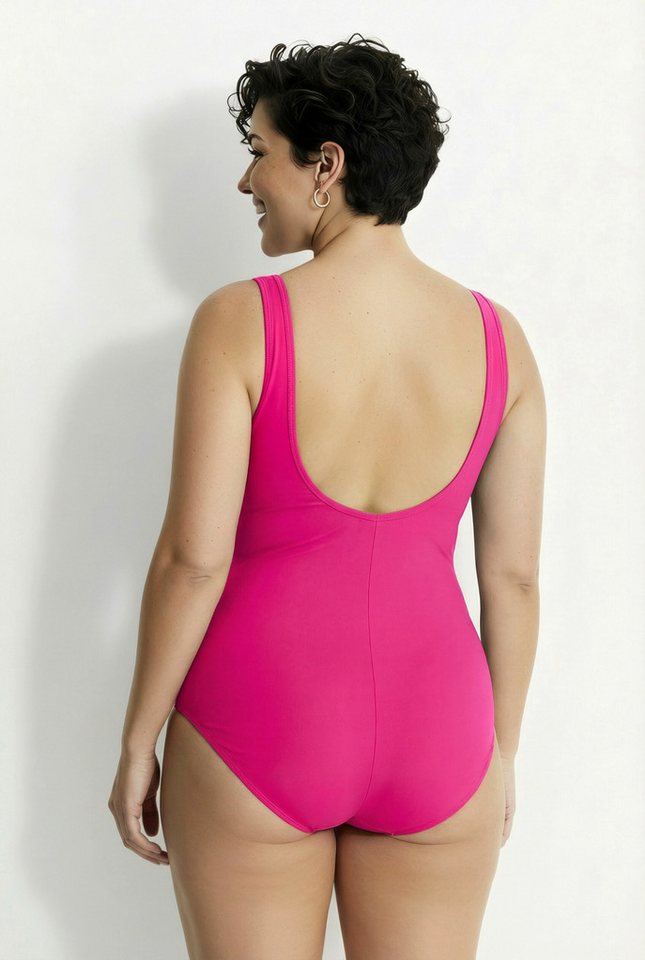 Ulla Popken Badeanzug Badeanzug Paspeln drapiert Softcups – Bild 3 von 4