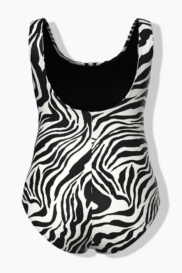 Ulla Popken Badeanzug Badeanzug Tigermuster ohne Softcups Rundhals – Bild 4 von 4