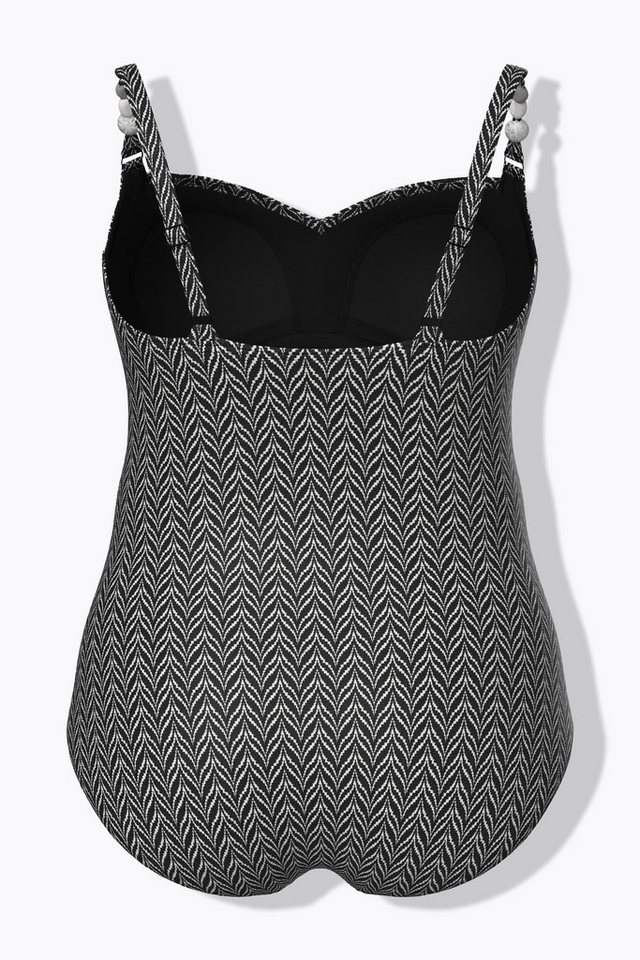 Ulla Popken Badeanzug Badeanzug Zackenmuster Softcups Struktur drapiert – Bild 4 von 4