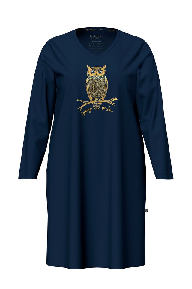 Ulla Popken Bigshirt Bigshirt Eule V-Ausschnitt Langarm – Bild 2 von 4