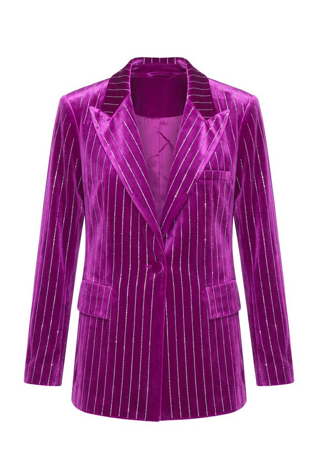 Ulla Popken Blusenblazer Samtblazer Tailored Fit Glitzersteinchen – Bild 2 von 5