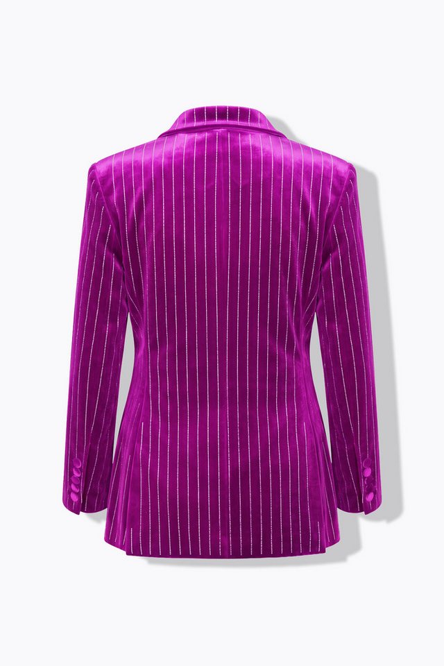 Ulla Popken Blusenblazer Samtblazer Tailored Fit Glitzersteinchen – Bild 3 von 5