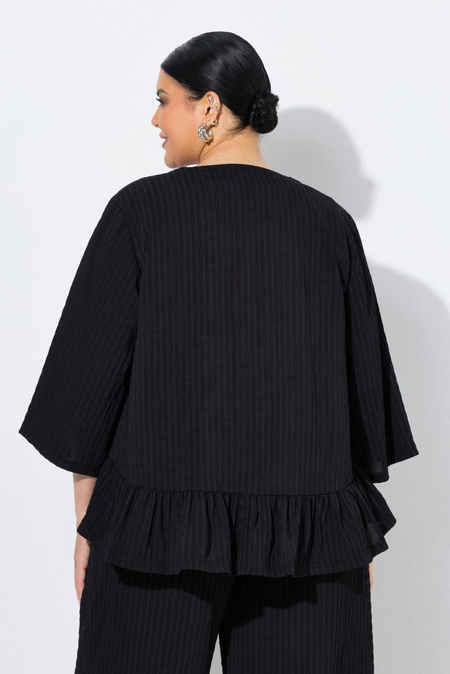 Ulla Popken Blusenjacke Kimono-Bluse Oversized Volantsaum ohne Verschluss – Bild 3 von 4